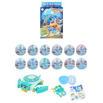 BRIQUES DE CONSTRUCTION SEA LIFE EN CAPSULE ET PRÉSENTOIR (12 pcs)
