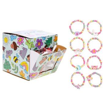BRACELETS &Eacute;LASTIQUES EN BOIS POUR FILLES - EN PR&Eacute;SENTOIR (100 pcs)