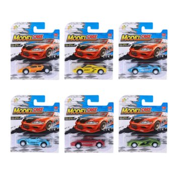 VOITURES DE SPORT &Agrave; R&Eacute;TROFRICTION SUR CARTE - MIX DE COULEURS (12 pcs)