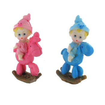 Topper de Gâteau de Naissance - Bébé sur Cheval à Bascule 9 cm (8 pcs)