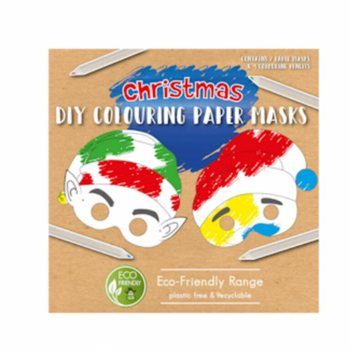 Masque de No&euml;l &agrave; Colorier ECO FRIENDLY avec 4 Crayons (12 pi&egrave;ces)