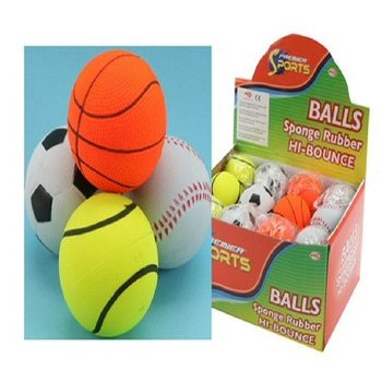 Balles Rebondissantes Sport en Présentoir (24 pièces)