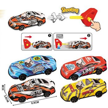 VOITURE EN M&Eacute;TAL &Agrave; LANCEMENT AVEC CL&Eacute; - EN SAC CADEAU - COULEURS MIXTES (24 pcs)