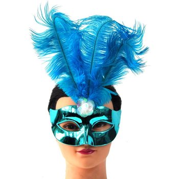 Masque Loup Bleu avec Plumes - Mod&egrave;le 17 (6 pcs.)