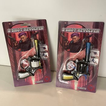 PISTOLET &Agrave; AMORCES 8 COUPS SUR CARTE (24 pcs.)