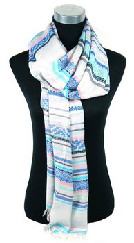 Écharpe Luxe Style Ibiza Argent/Bleu/Saumon (1 pc)