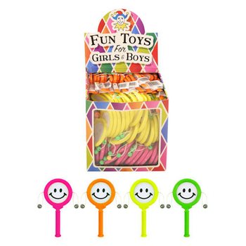TAMBOURIN SMILEY ROTATIF EN PRÉSENTOIR (72 pcs)
