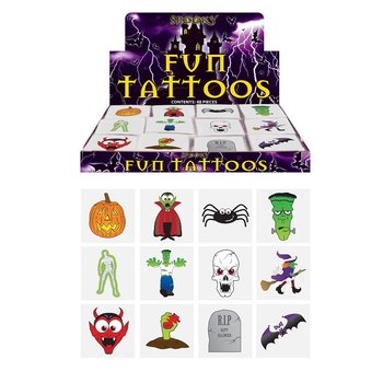 Tatouages Fun – Modèle Halloween (48 paquets x 12 pcs)