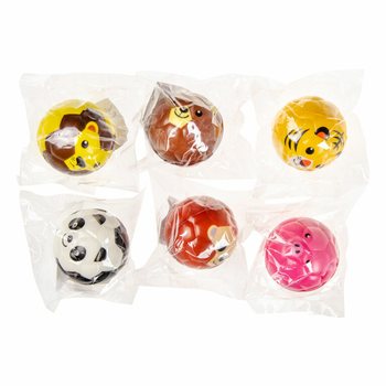 Balles Visages d'Animaux en Mousse &Oslash; 6,3 cm en Pr&eacute;sentoir (24 pcs)