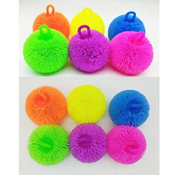 BALLE PUFFER AUX COULEURS VIVES - 8CM - EN PR&Eacute;SENTOIR (12 pcs)
