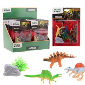 ANIMAL WORLD - Coffret de Jeu Dinosaures 8 Pi&egrave;ces - Pr&eacute;sentoir de 12