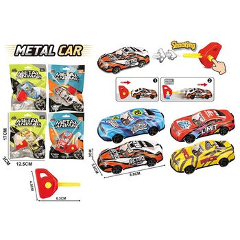 VOITURE EN MÉTAL À LANCEMENT AVEC CLÉ - EN SAC CADEAU - COULEURS MIXTES (24 pcs)