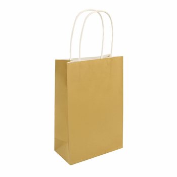 Sacs en Papier avec Poignées - 14x21x7 cm - Couleur: Or (24 pcs)