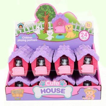 MAISON POUR ANIMAUX AVEC ANIMAL EN PR&Eacute;SENTOIR (24 pcs)