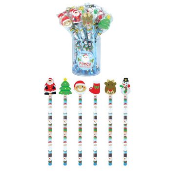 MIX DE CRAYONS DE NOËL AVEC GOMME FIGURINE (24 pcs)