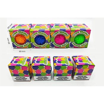 Balle Puffer en Bo&icirc;te Cadeau - 6cm - En Bo&icirc;te et Pr&eacute;sentoir (24 pcs)