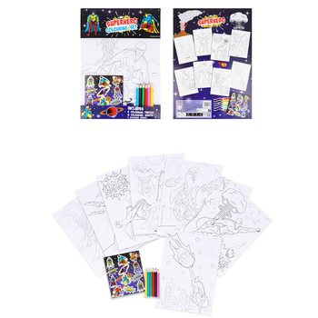 GRAND KIT DE COLORIAGE - MODÈLE : SUPER-HÉROS - 22x30x1 CM (12 pcs)