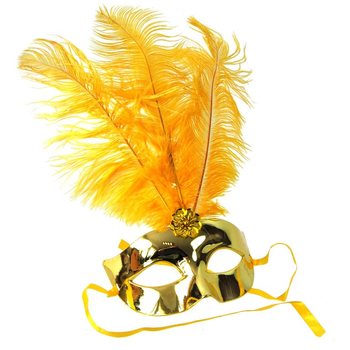 Loup de Fête Doré avec Plumes - Modèle 16 (12 pcs.)