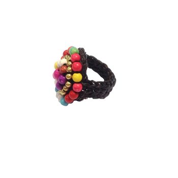 Bague style Ibiza avec pierres colorées (1 pc)