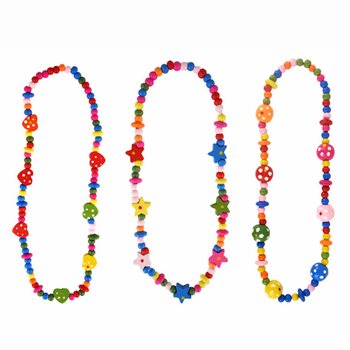 COLLIER EN BOIS POUR ENFANT EN PR&Eacute;SENTOIR (48 pcs)