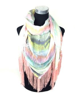 Écharpe Menthe/Rose à Franges - Style Ibiza (1 pc)