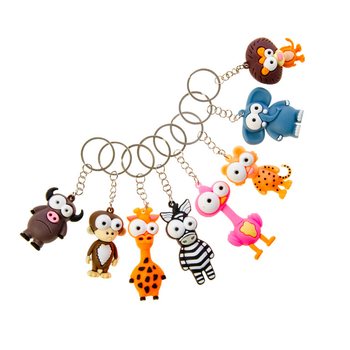 Porte-cl&eacute;s Animaux Rigolos - Mix Animaux aux Grands Yeux (48 pcs)