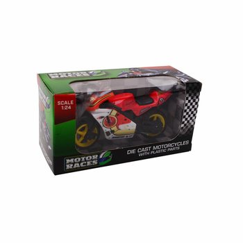 MOTO SUPER SPORT DIE CAST, &Eacute;CHELLE 1:24 EN PR&Eacute;SENTOIR (24 pcs)