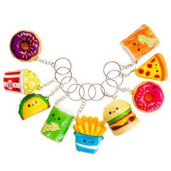 Porte-clés Squishy Fast Food en Présentoir (24 pcs)