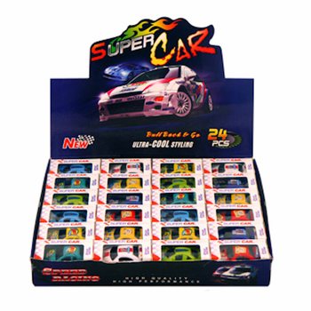 Petites voitures &agrave; friction en bo&icirc;te cadeau - Pr&eacute;sentoir (24 pcs)