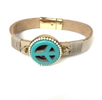Bracelet Taupe/Crème Peace (Style Ibiza)