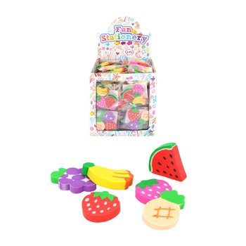 Set de 3 Gommes Fruits en Présentoir (144 pcs)