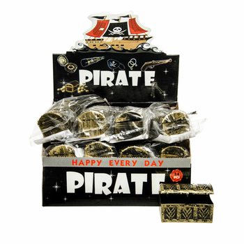 Mini coffre aux trésors pirate en présentoir (24 pcs)