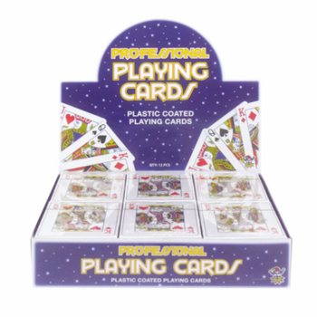 Cartes &agrave; jouer plastifi&eacute;es en pr&eacute;sentoir (12 pcs)