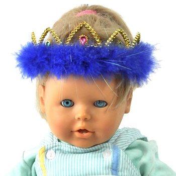 COURONNE DORÉE AVEC BORDURE EN PELUCHE BLEUE (12 pcs.)