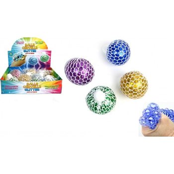 BALLE SQUISHY – MIX COULEURS PAILLETTES EN PRÉSENTOIR (12 pcs)