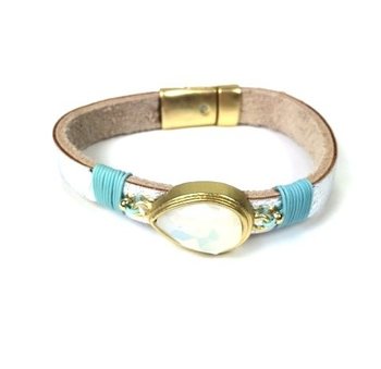 Bracelet en argent avec goutte de nacre style Ibiza (1 pce)