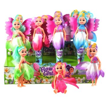 Poupées avec jupes en fleurs en présentoir (12 pcs)