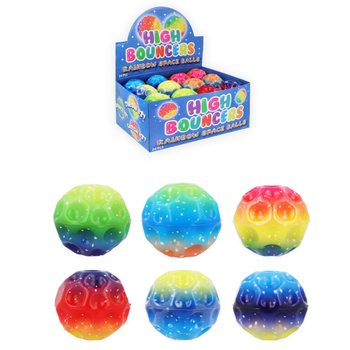 BALLES REBONDISSANTES RAINBOW SPACE EN PRÉSENTOIR (24 pcs)