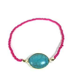 Bracelet Fuchsia Style Ibiza avec Pierre (1 pc)