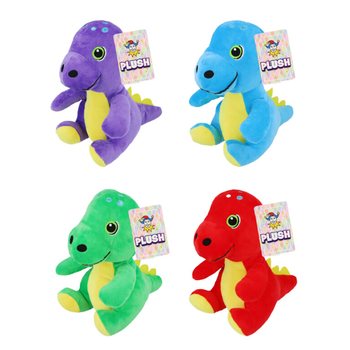 Dinosaure en peluche - 19 cm de haut - coloris assortis (12 pcs)