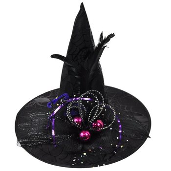 CHAPEAU DE SORCIÈRE DE LUXE AVEC FRANGES ET PLUMES (6 pcs)