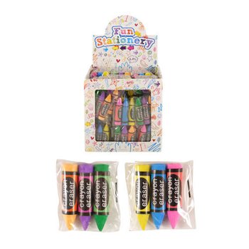 Gommes modèle : Lot de 3 gommes en forme de craies en présentoir (84 pcs.)