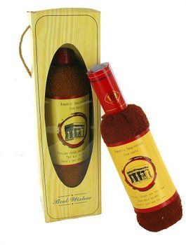 Serviette en Forme de Bouteille de Vin dans sa Bo&icirc;te Cadeau (Set de 2)