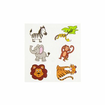TATOUAGES FUN &ndash; MOD&Egrave;LE : ANIMAUX DE LA JUNGLE (96 pcs)
