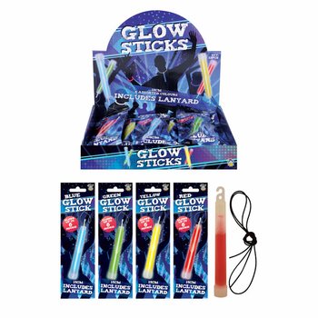 B&Acirc;TON LUMINEUX GLOW STICK - 15CM AVEC CORDON - COULEURS MIXTES EN DISPLAY (12 pcs)