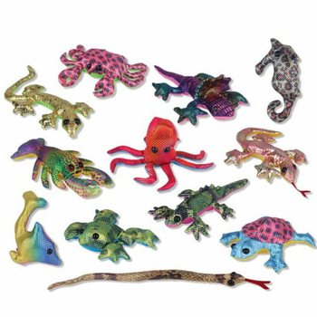 Animaux Mall&eacute;ables Sable et Paillettes en Display (24 pi&egrave;ces)