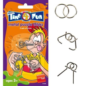 SMIFFY'S 3 casse-têtes en métal sur carte (24 pcs)