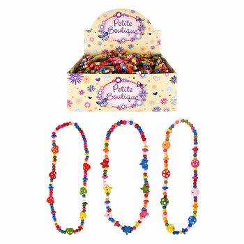 COLLIER EN BOIS POUR ENFANT EN PRÉSENTOIR (48 pcs)