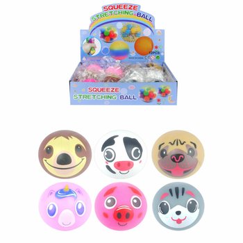 MIX ANIMAUX SQUEEZE / BALLES ANTI-STRESS EN PRÉSENTOIR (12 pcs)