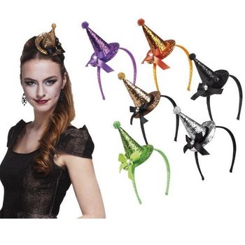 Serre-t&ecirc;te Chapeau de Sorci&egrave;re &agrave; Paillettes (6 pi&egrave;ces)
